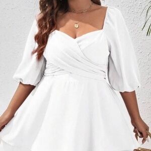 NWT shein vcay plus size sweetheart neckline puff sleeve dress graduation 0XL